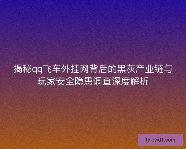 揭秘qq飞车外挂网背后的黑灰产业链与玩家安全隐患调查深度解析