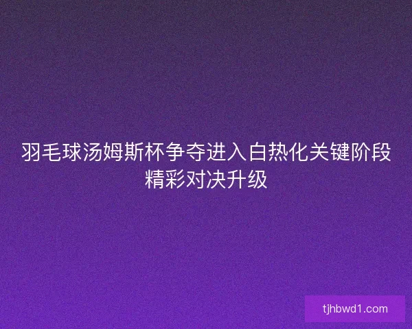 羽毛球汤姆斯杯争夺进入白热化关键阶段精彩对决升级 羽毛球汤姆斯杯争夺进入白热化关键阶段精彩对决升级