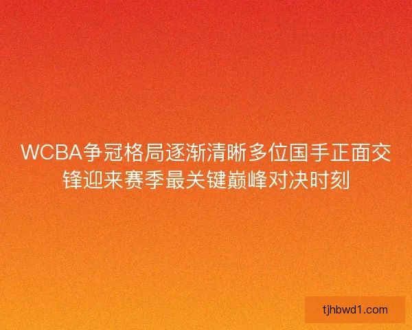 WCBA争冠格局逐渐清晰多位国手正面交锋迎来赛季最关键巅峰对决时刻