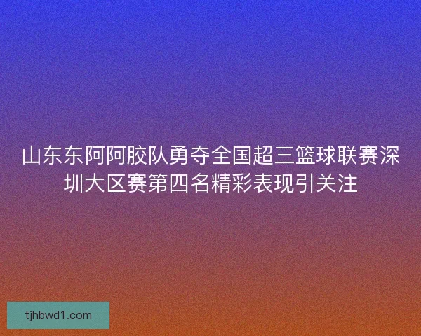 山东东阿阿胶队勇夺全国超三篮球联赛深圳大区赛第四名精彩表现引关注