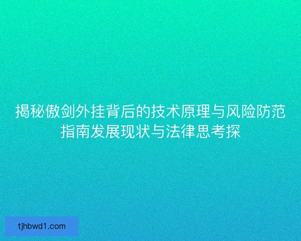 揭秘傲剑外挂背后的技术原理与风险防范指南发展现状与法律思考探