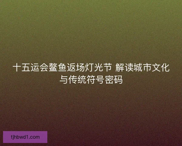 十五运会鳌鱼返场灯光节 解读城市文化与传统符号密码