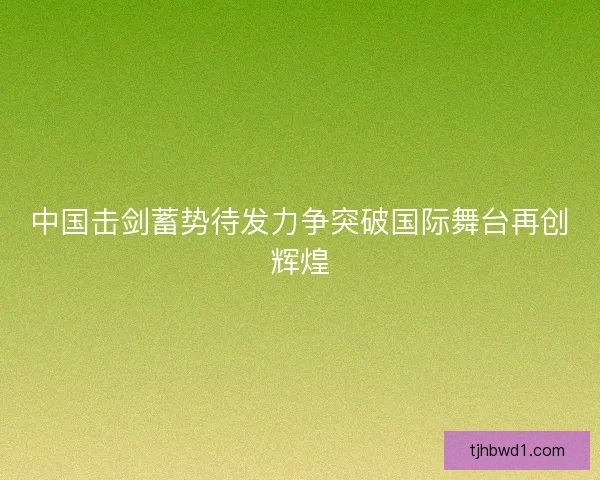 中国击剑蓄势待发力争突破国际舞台再创辉煌 中国击剑蓄势待发力争突破国际舞台再创辉煌
